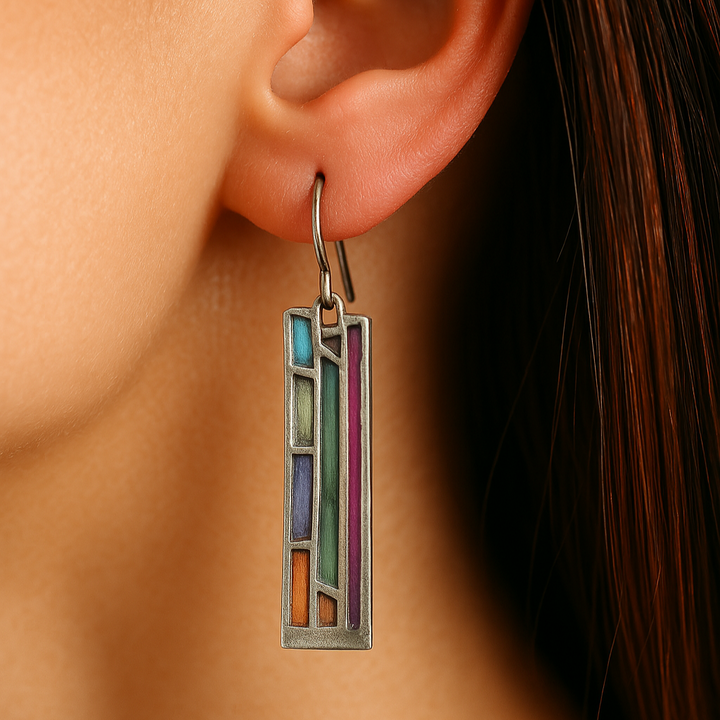 Vintage Silver Mosaic Earrings