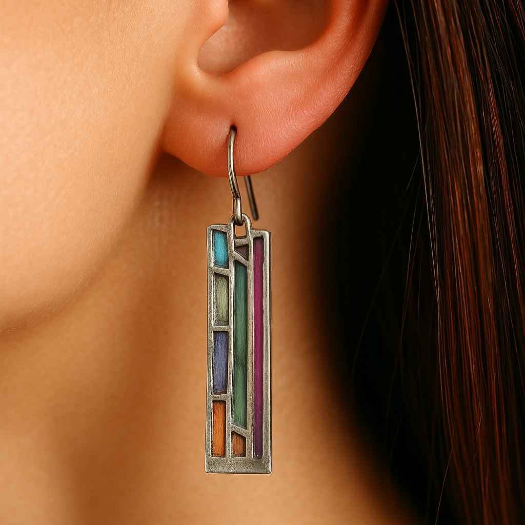 Vintage Silver Mosaic Earrings