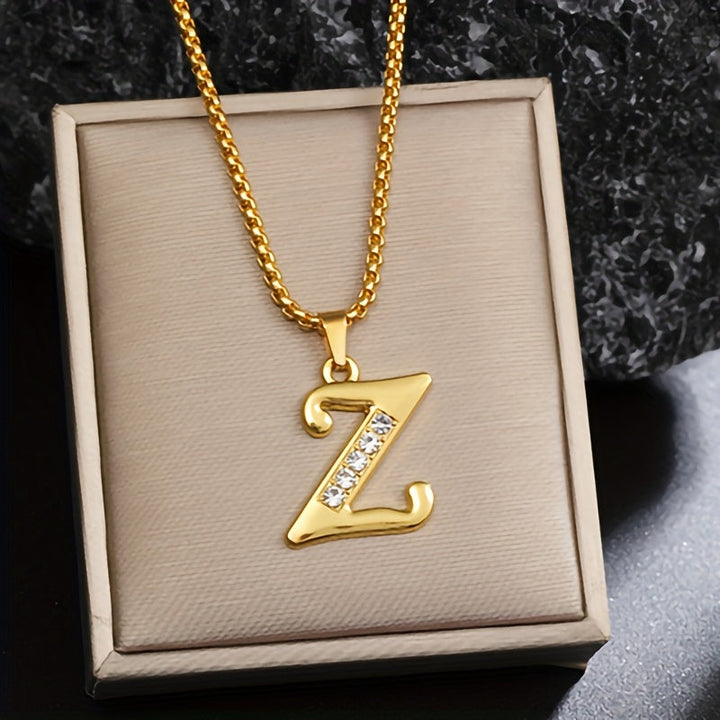 Crystal Accent Initial Necklace | Gold