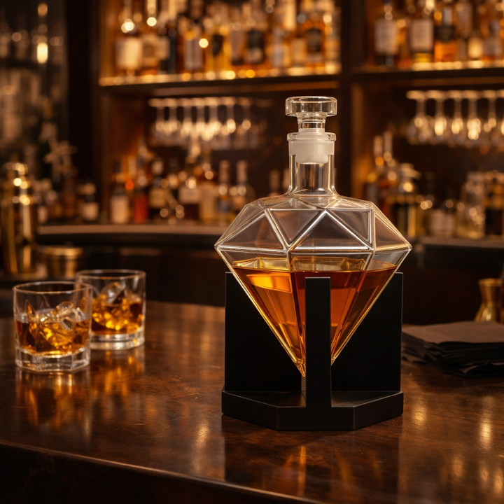Botella de Whiskey - Edición Diamante y Soporte