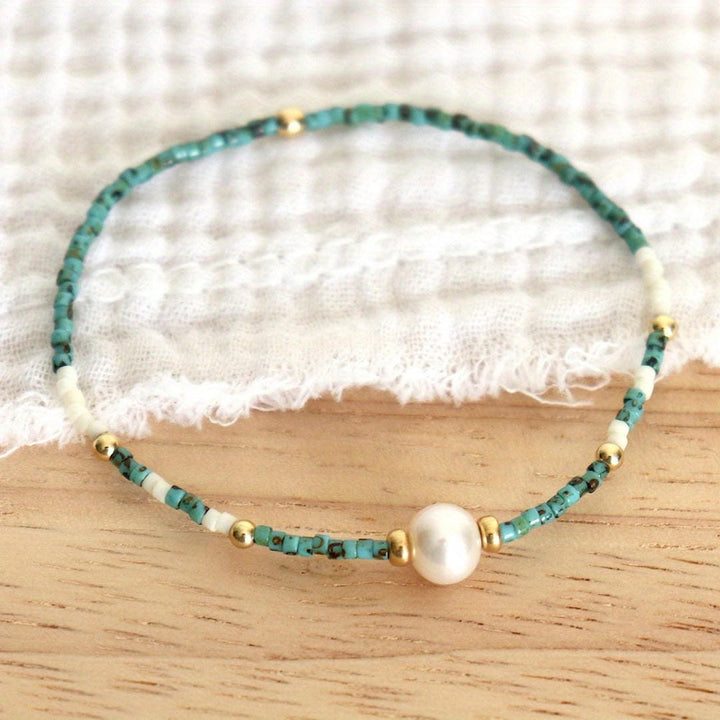 Pulsera de cuentas de semillas de perlas costeras