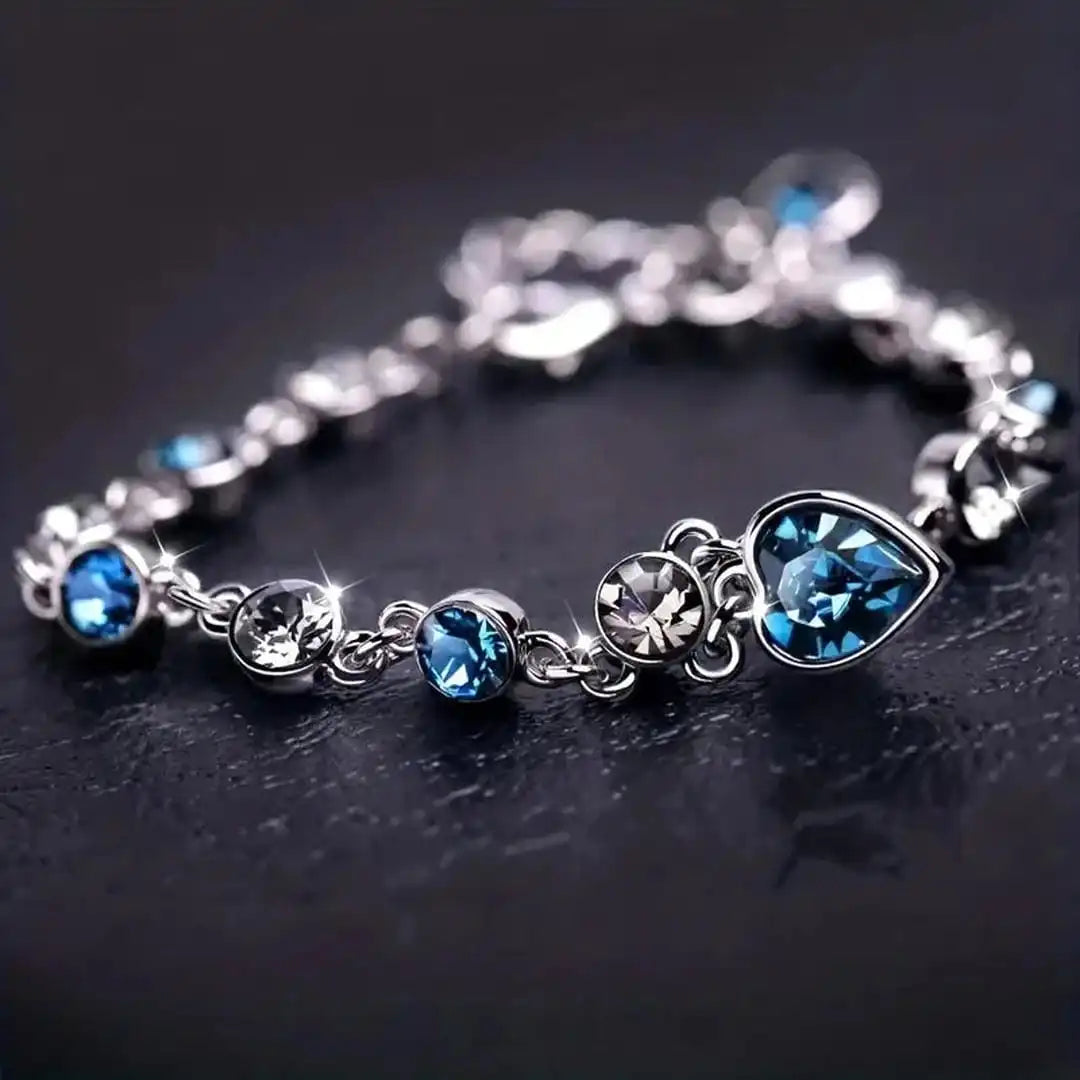 Pulsera Brillante Corazón Oceánico