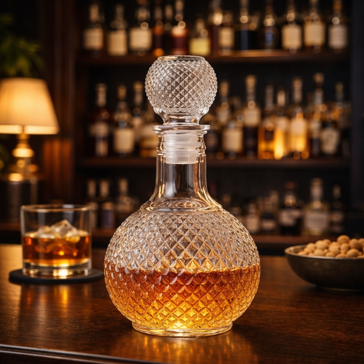 Botella de Whisky – Edición de Cristal Cortado con Tapón