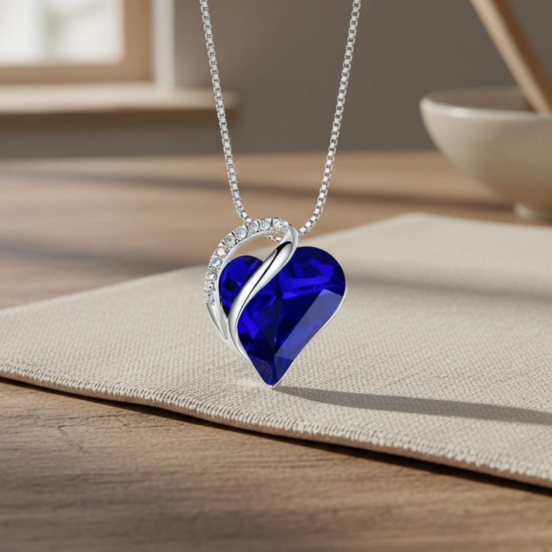 Sapphire Infinite Heart Necklace