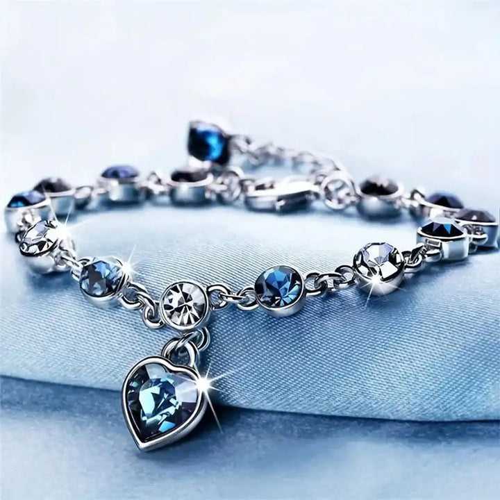 Pulsera Brillante Corazón Oceánico