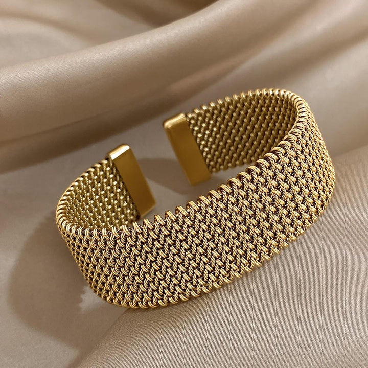 Pulsera Ajustable de Oro Dorado Trenzada