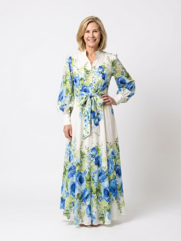 Harper | Long Sleeve Floral Maxi Dress with Buttons