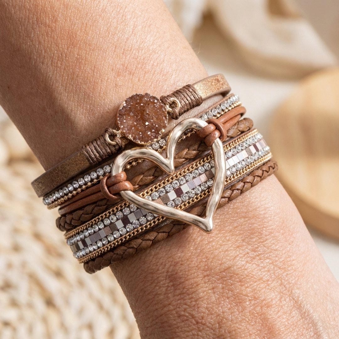 Pulsera de Cuero Múltiple Bohemia