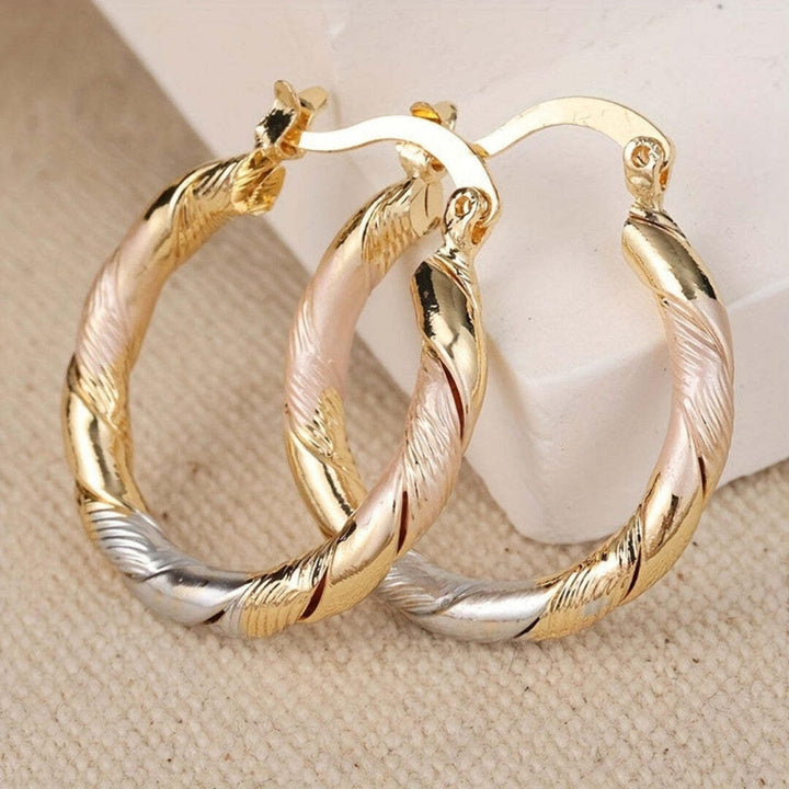 Vintage Round Hoop Earrings in Gold, Silver, and Rose