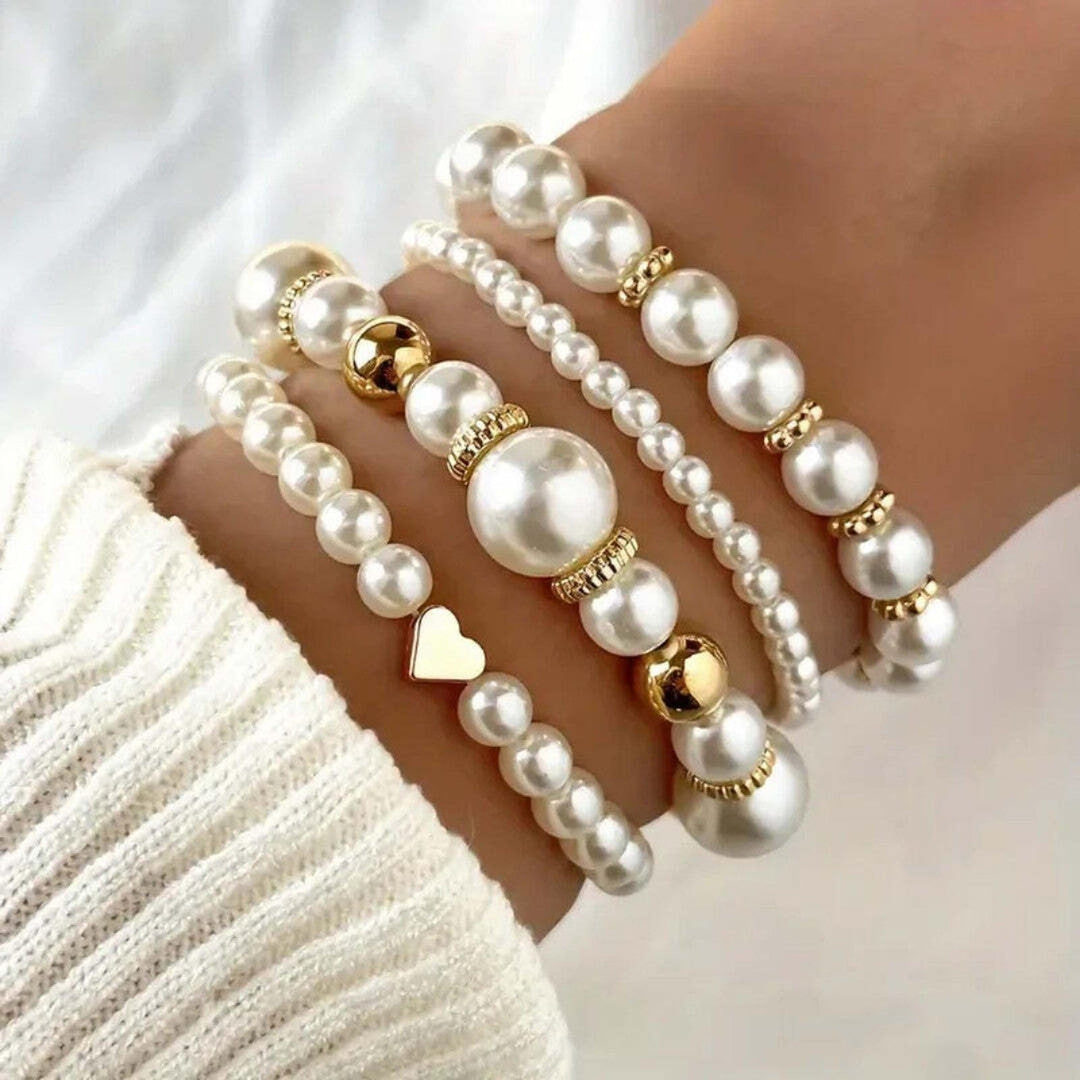 Conjunto de Pulseras de Perlas Exquisitas