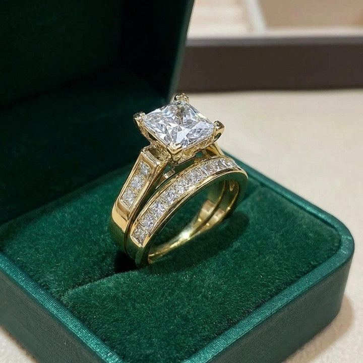 Exquisito Juego de Anillos de Promesa de Circonia
