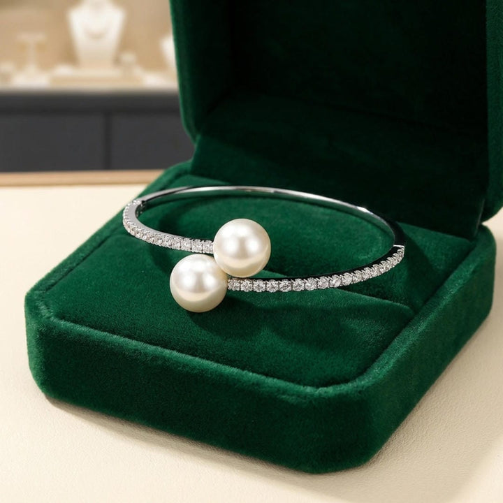 Pulsera de Cuff Duo Pearl Pavé