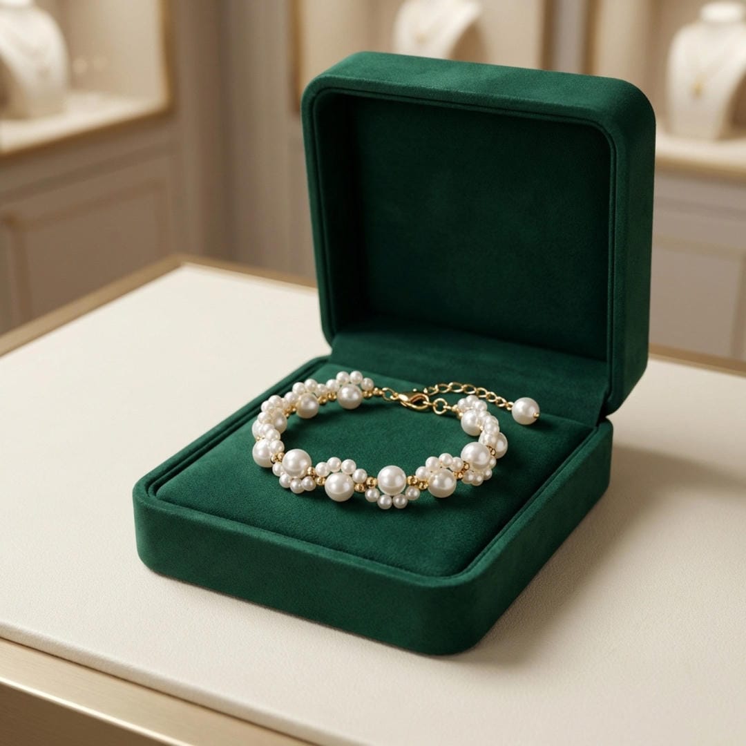 Pulsera de Cadena con Racimo de Perlas Florales