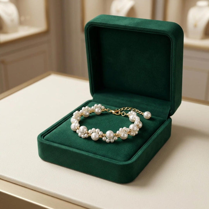 Pulsera de Cadena con Racimo de Perlas Florales