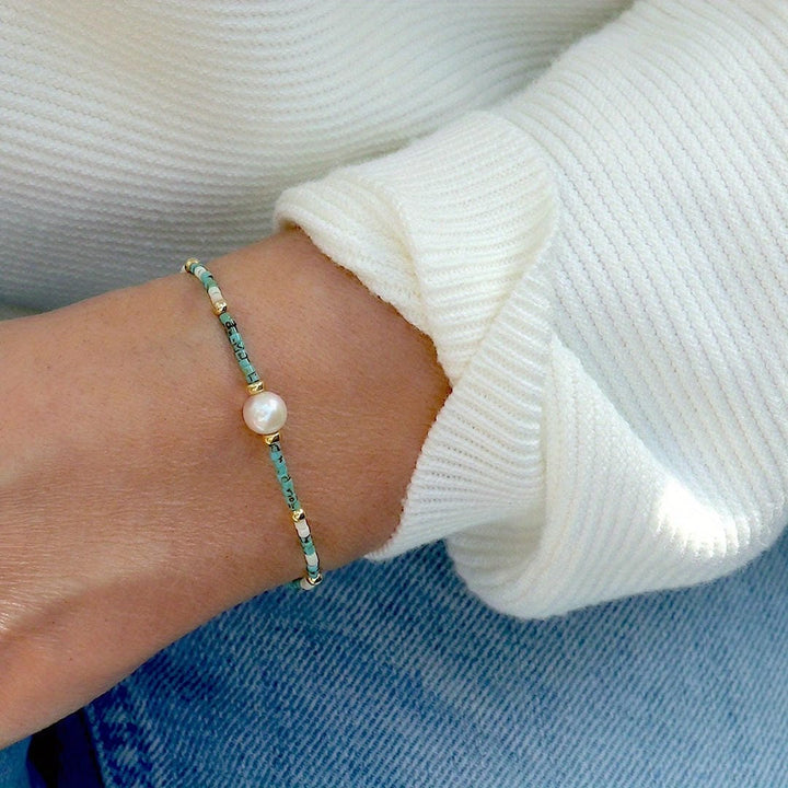 Pulsera de cuentas de semillas de perlas costeras