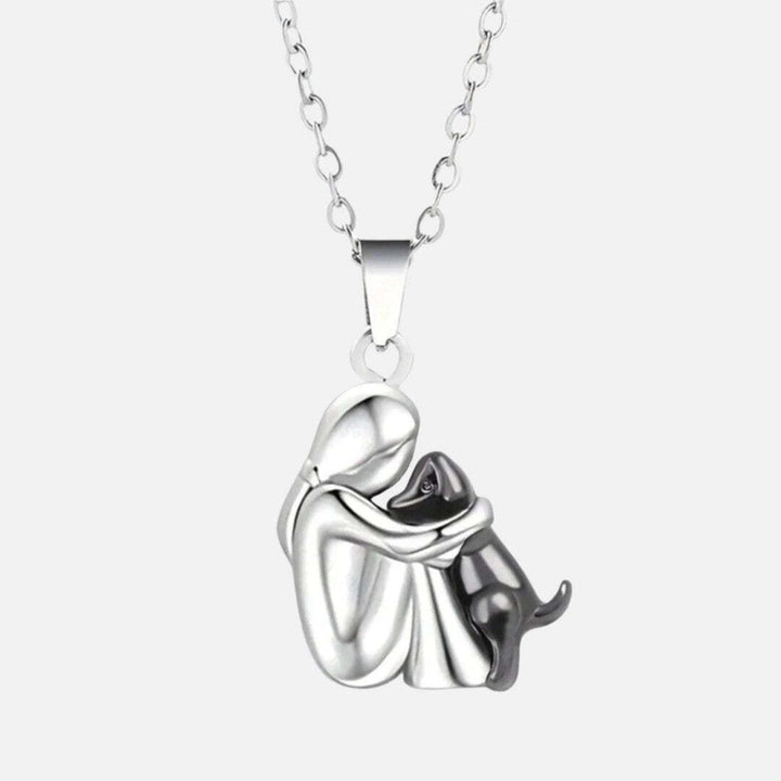 "Para Siempre en Tu Corazón" Collar con Colgante de Abrazo de Perro
