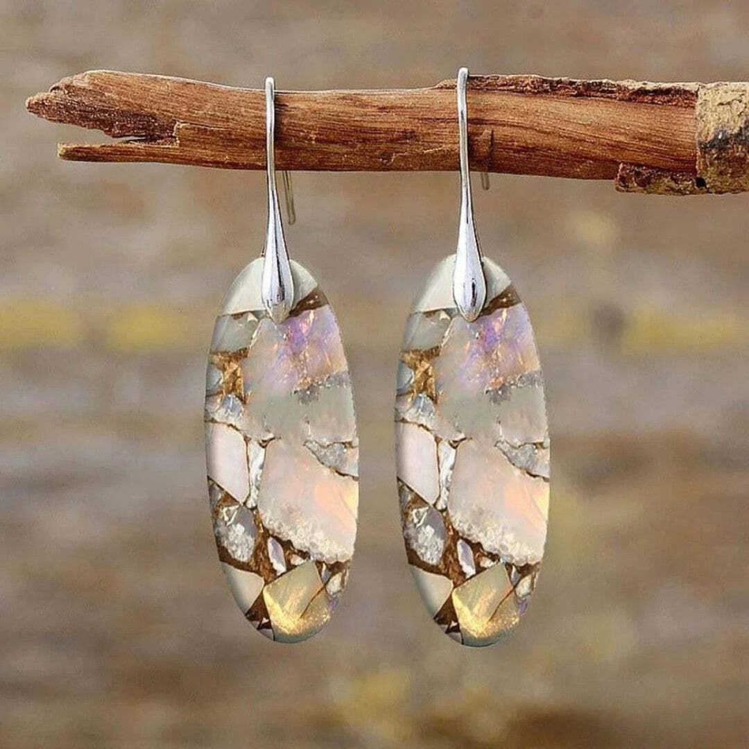 Vintage Stone Oval Earrings