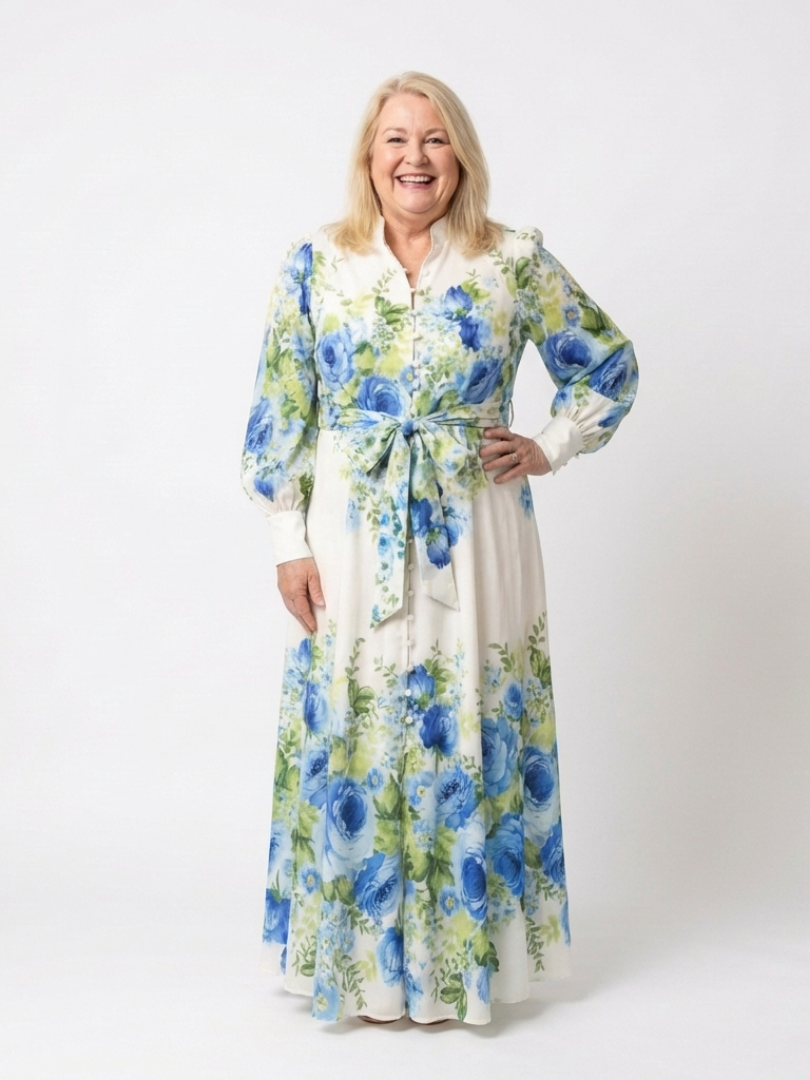 Harper | Long Sleeve Floral Maxi Dress with Buttons