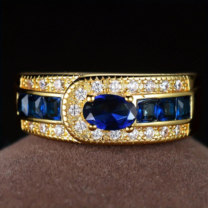 Anillo Real de Signet con Zafiro Dorado