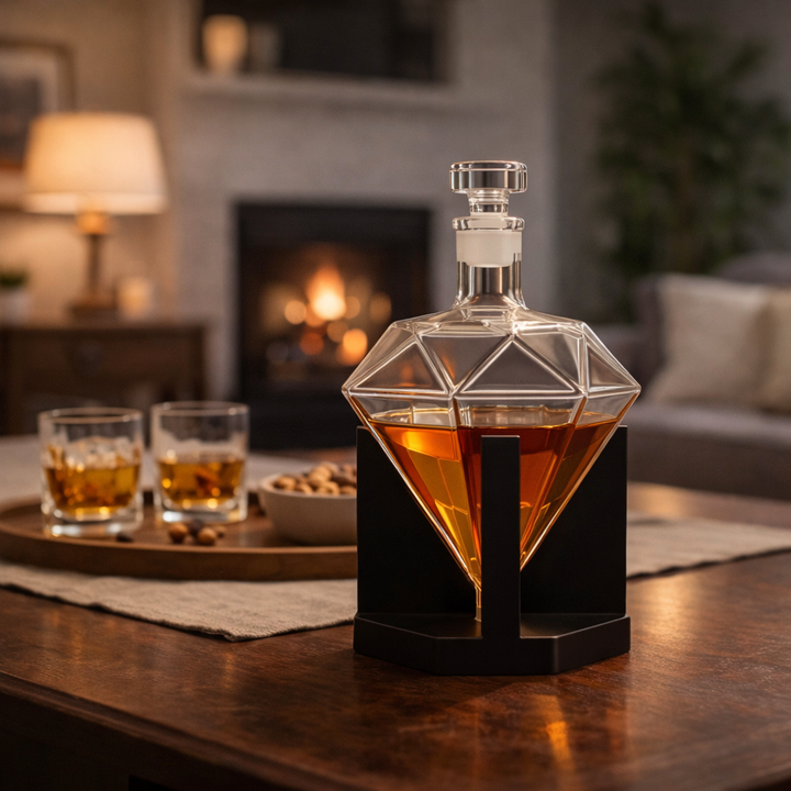 Botella de Whiskey - Edición Diamante y Soporte