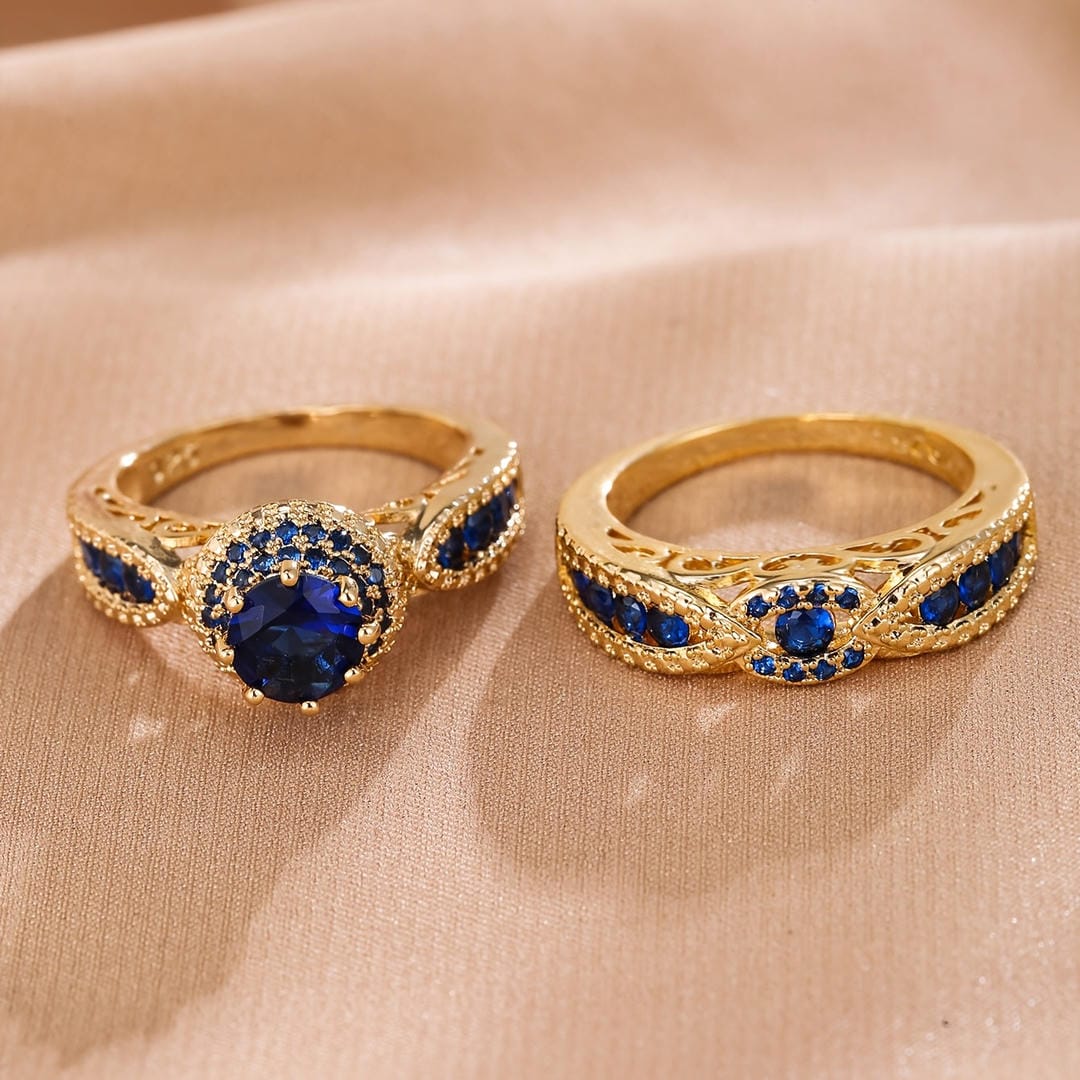 Victoria Golden Sapphire Ring Set