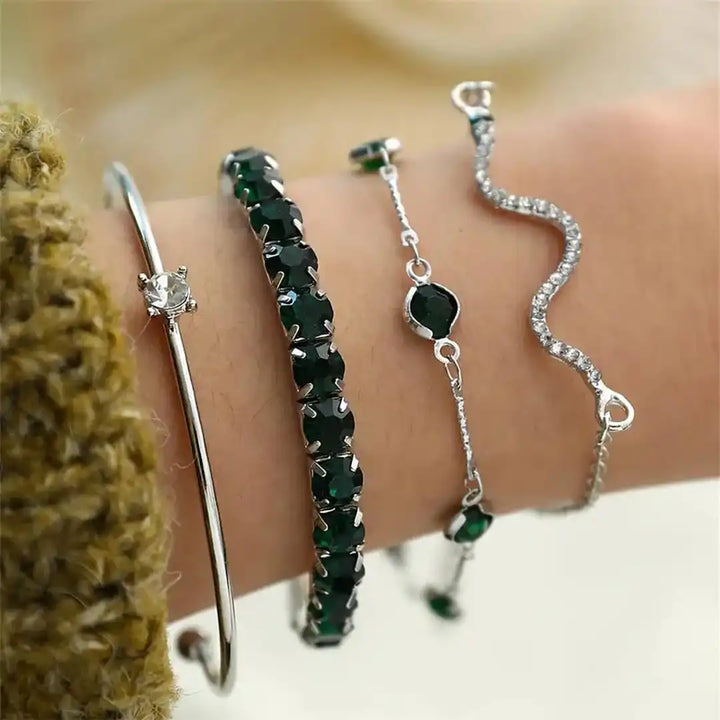 Set of Green Stone Bracelets