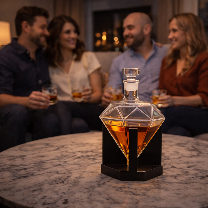Botella de Whiskey - Edición Diamante y Soporte