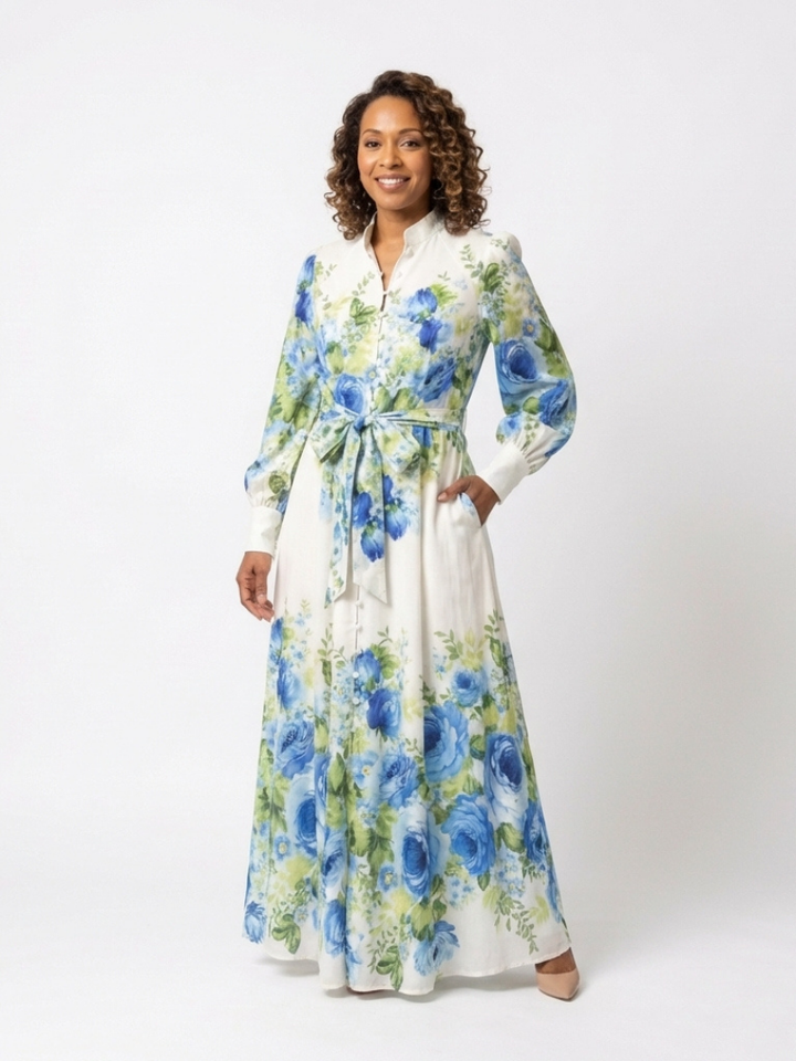 Harper | Long Sleeve Floral Maxi Dress with Buttons