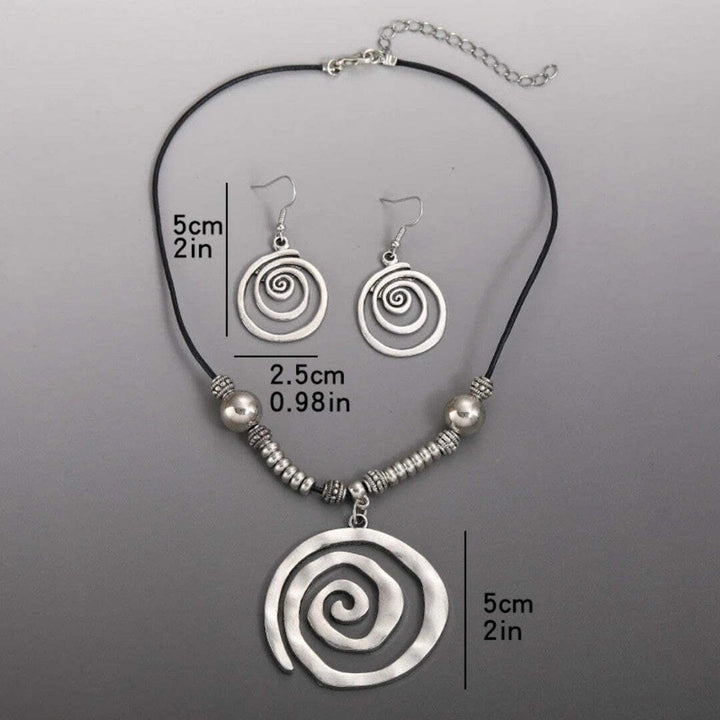 Conjunto de Collar y Pendientes con Diseño de Espiral Plateada