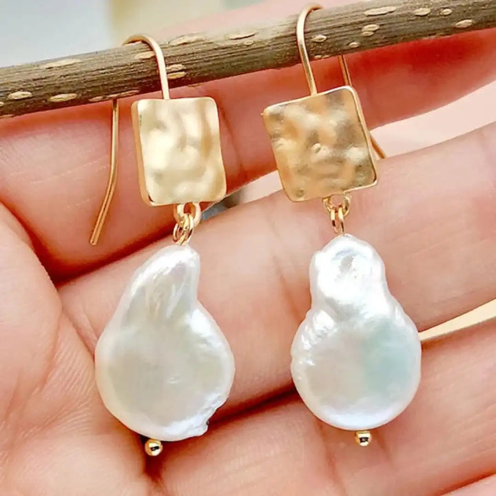 Pendientes Retro de Perlas de Agua Dulce