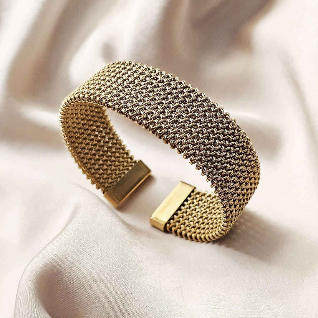 Vintage Braided Mesh Classic Open Bracelet