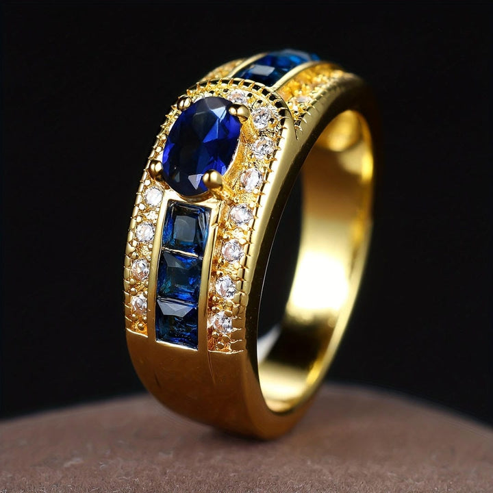 Anillo Real de Signet con Zafiro Dorado