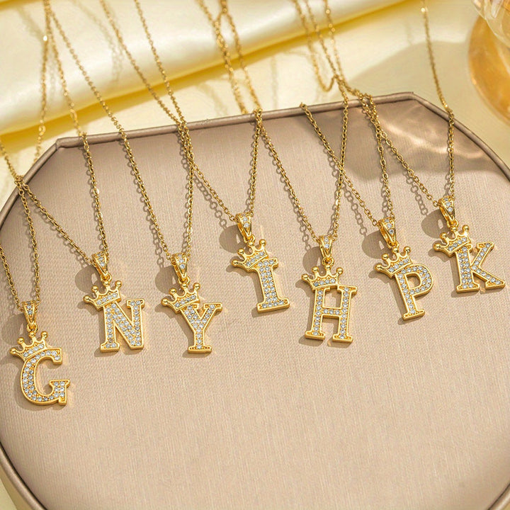 Initial Crown Necklace | Gold