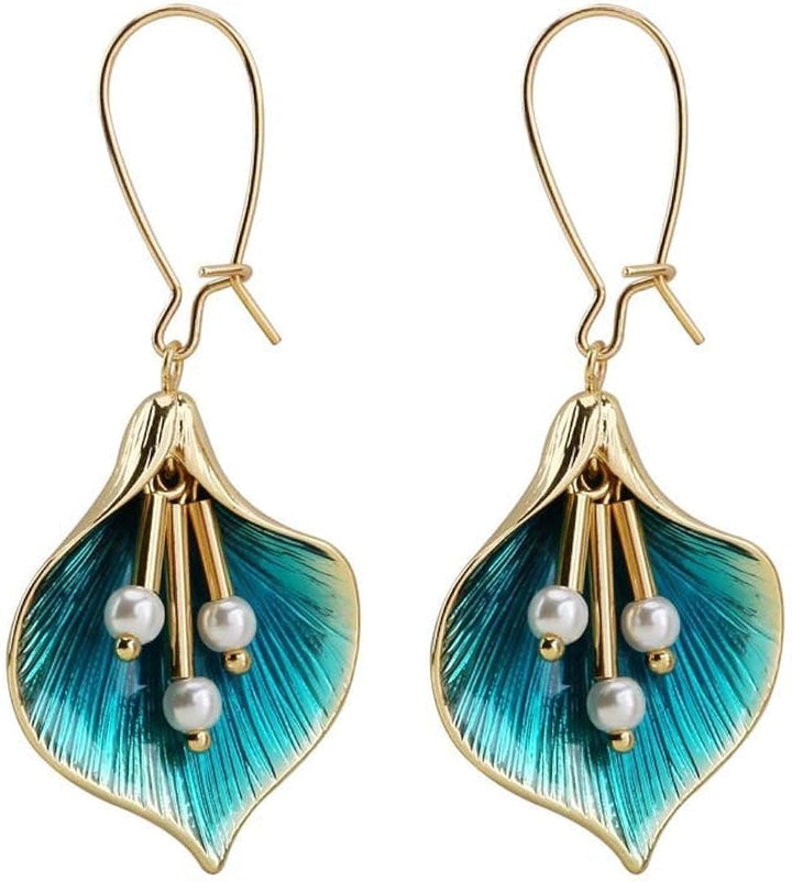 Vintage Silver Earrings with Blue Lotus
