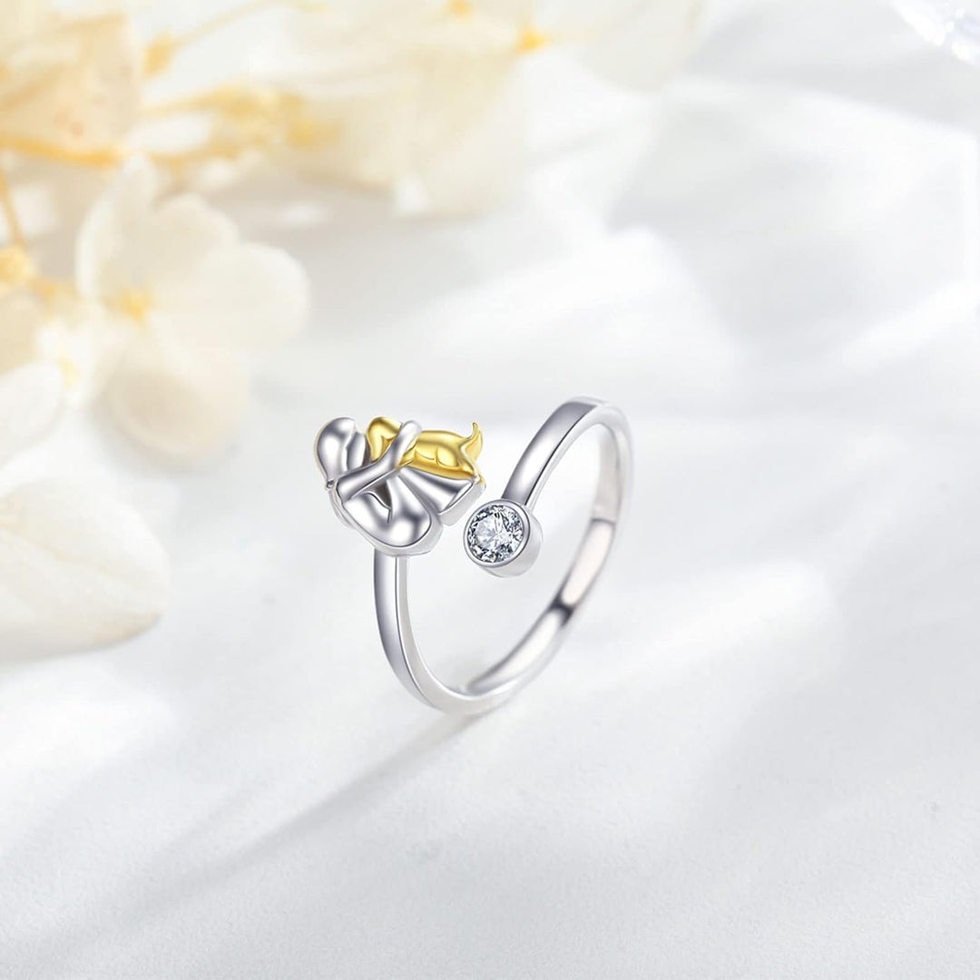 Anillo de Perro de Plata Esterlina 925 con Circonitas – Ajustable y Hecho a Mano