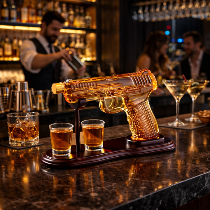 Botella de Whisky – Edición Set de Armas con Vasos