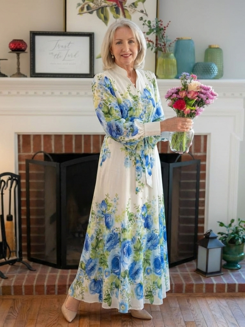 Harper | Long Sleeve Floral Maxi Dress with Buttons