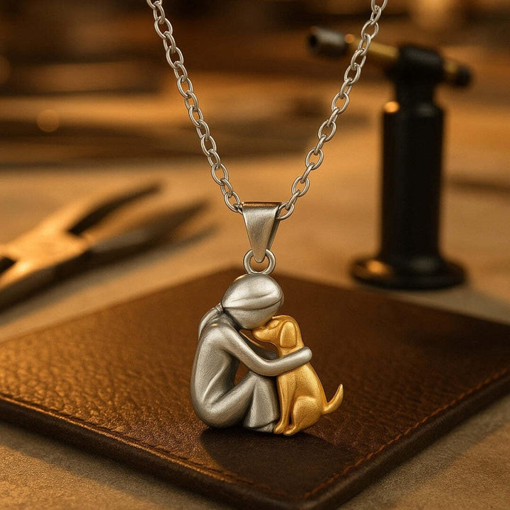 "Para Siempre en Tu Corazón" Collar con Colgante de Abrazo de Perro