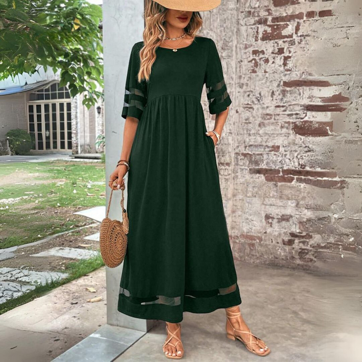 Cerelia | Vestido midi favorecedor que suaviza el abdomen