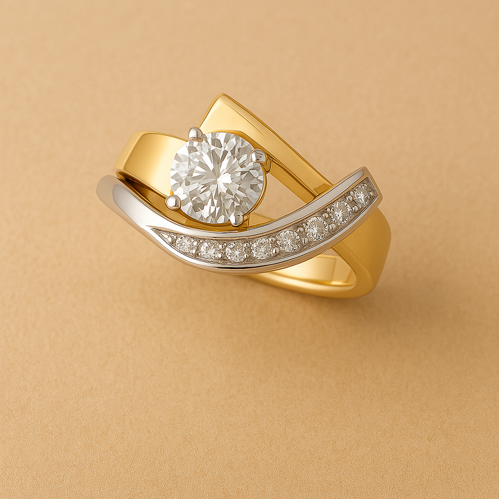 Anillo Irregular de Oro y Plata Radiance
