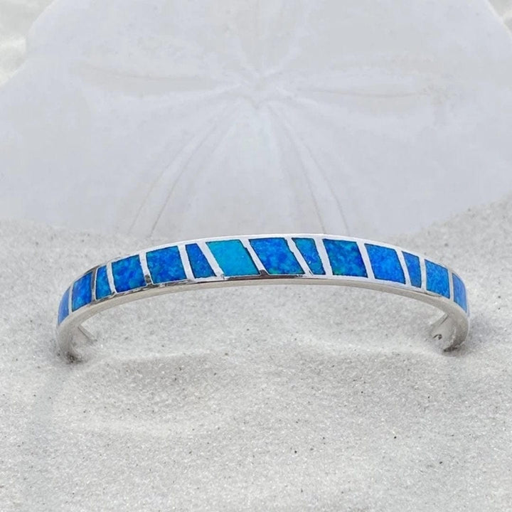 Pulsera de Ópalo Azul y Plateado
