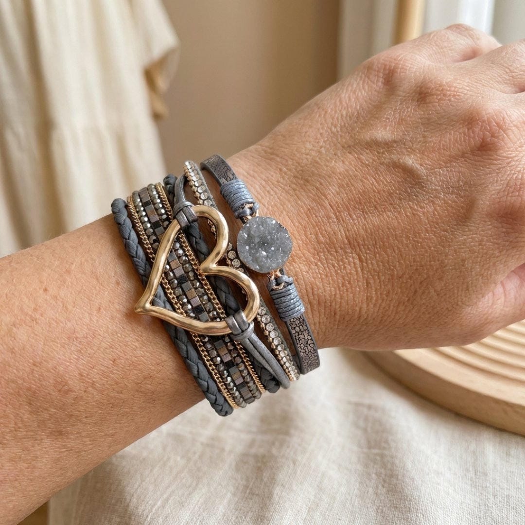Pulsera de Cuero Múltiple Bohemia