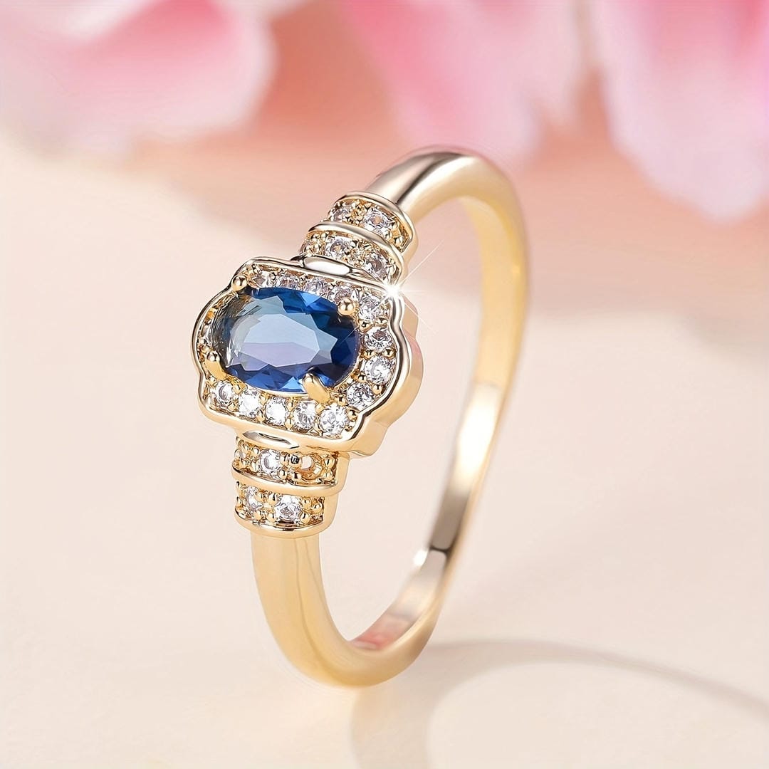 Anillo de Cristal Halo de Zafiro Hereditario
