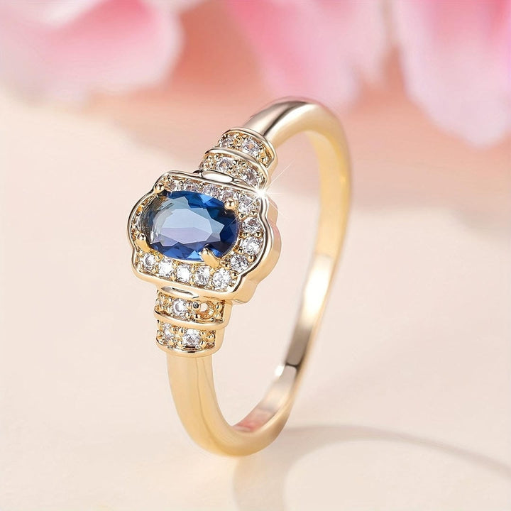 Anillo de Cristal Halo de Zafiro Hereditario