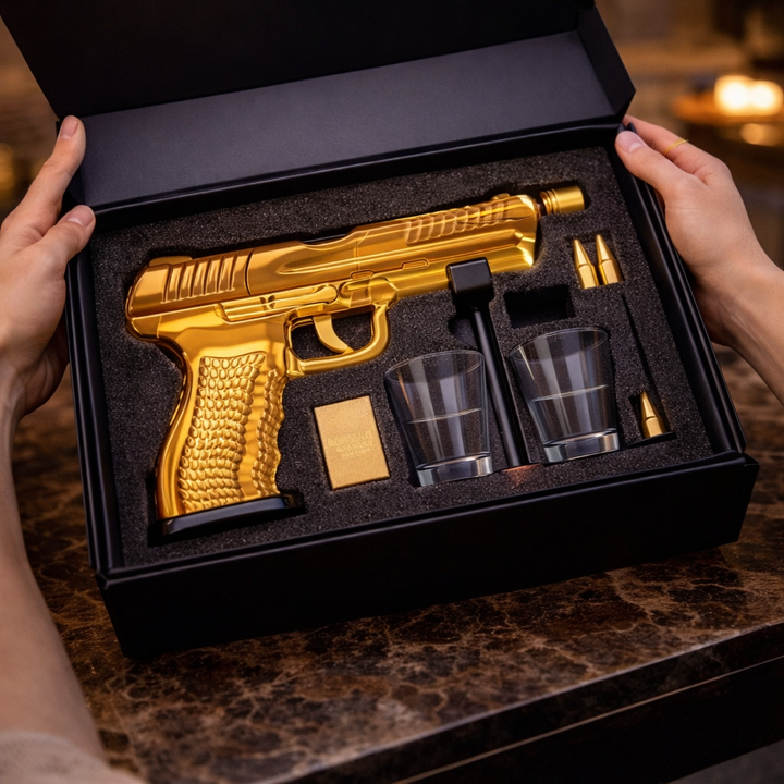 Botella de Whisky – Edición Set de Armas con Vasos