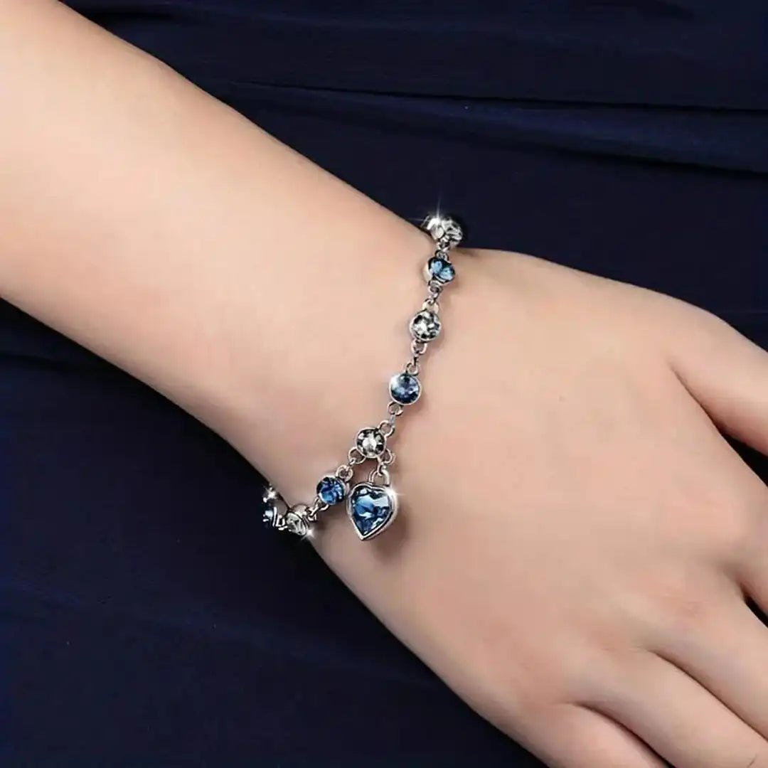 Pulsera Brillante Corazón Oceánico