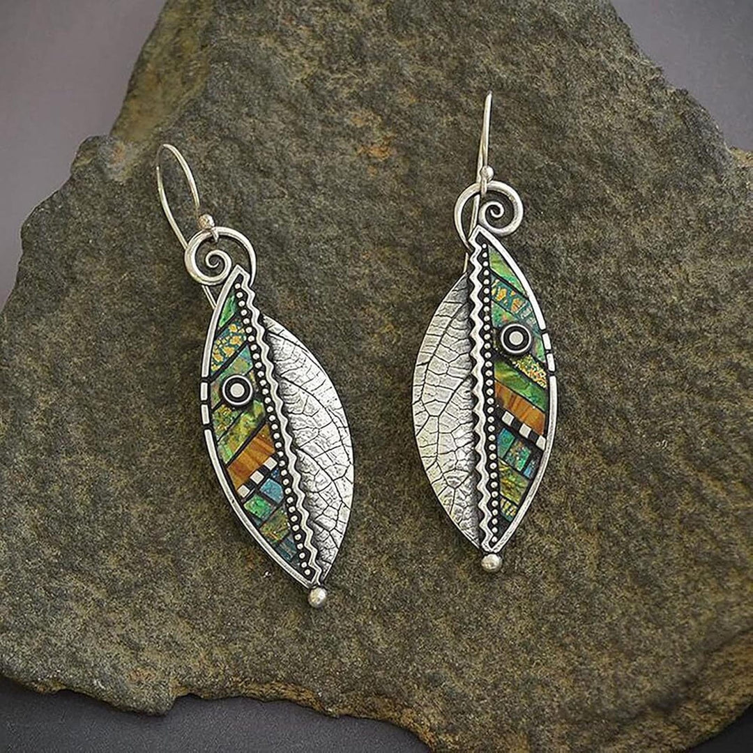 Bohemian Mosaic Leaf Earrings