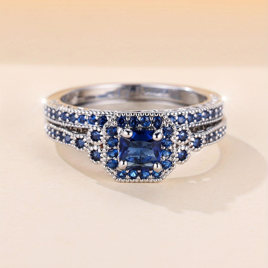 Conjunto de Anillos de Mosaic de Zafiro Vionetta