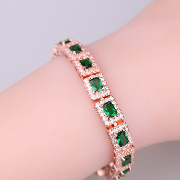 Gold Bracelet with Emerald Green Statement
