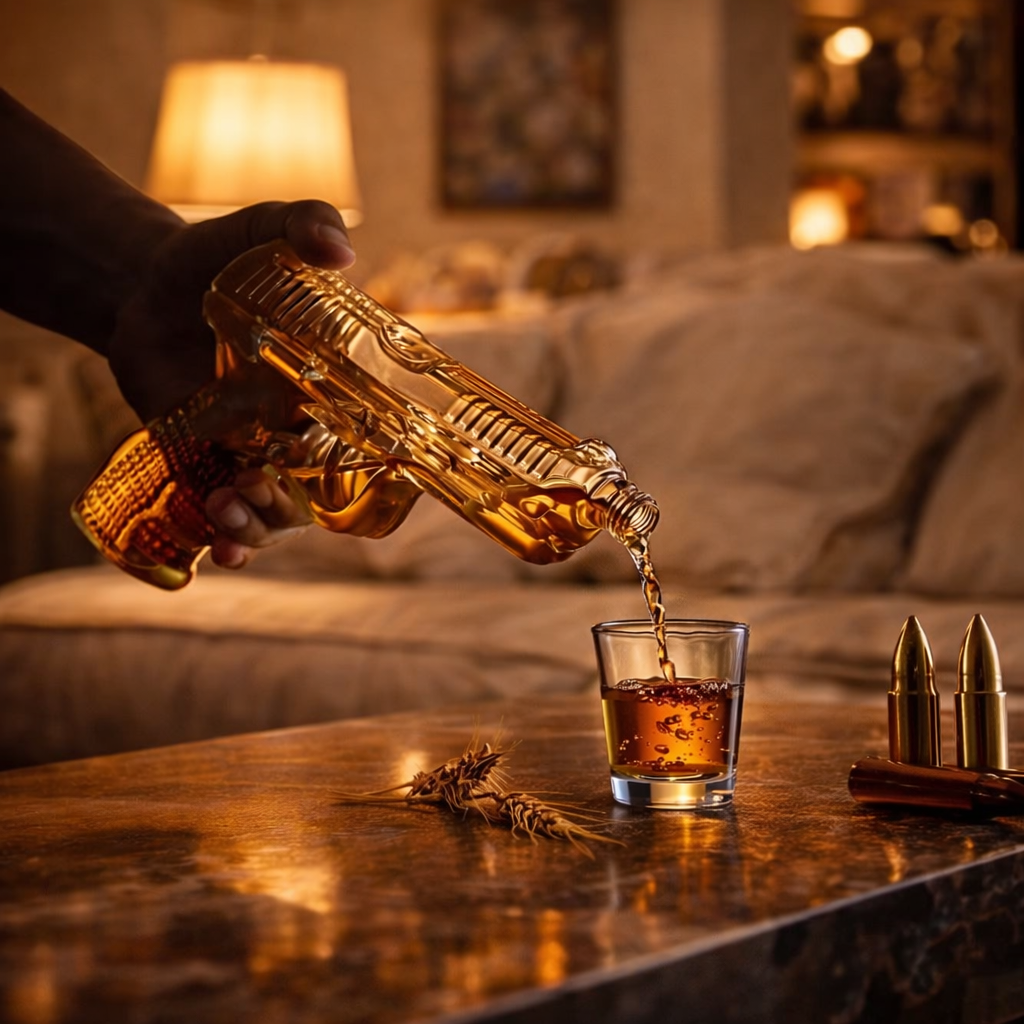 Botella de Whisky – Edición Set de Armas con Vasos
